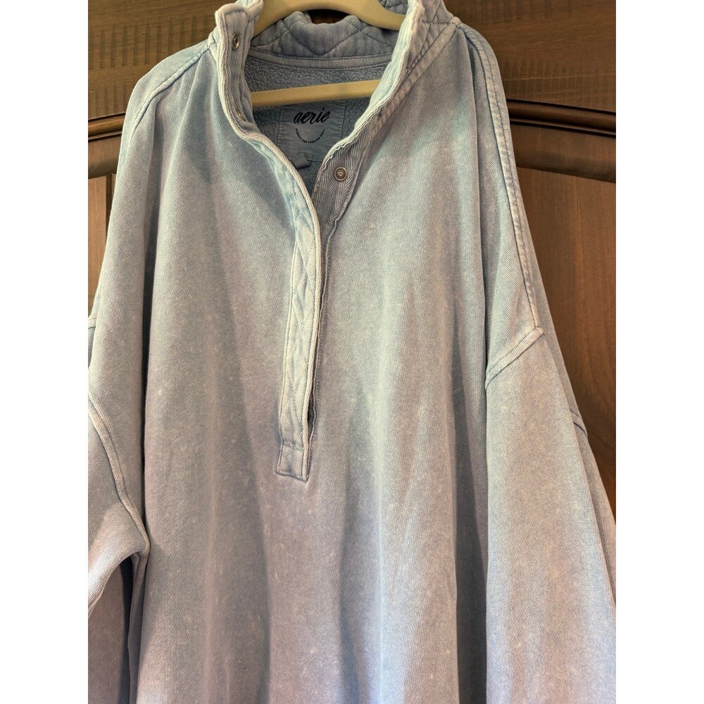 Aerie Blue Washed Pullover Sweatshirt